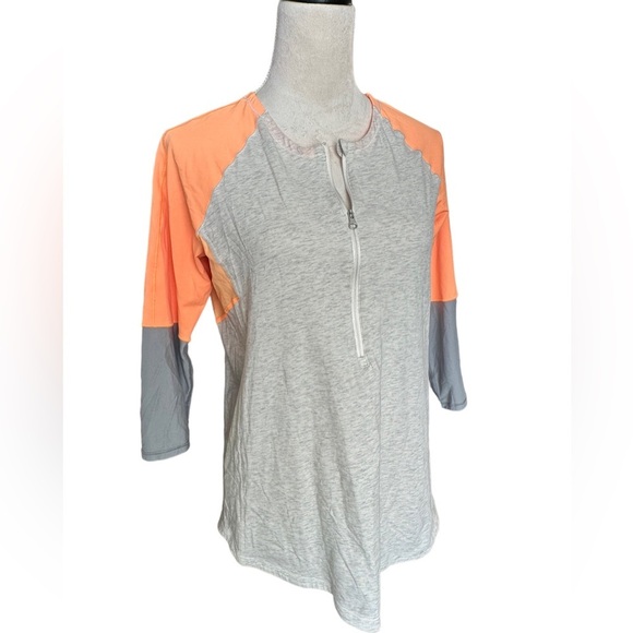 Lululemon orange gray 3/4 sleeves zipper up athletic top - Picture 7 of 8